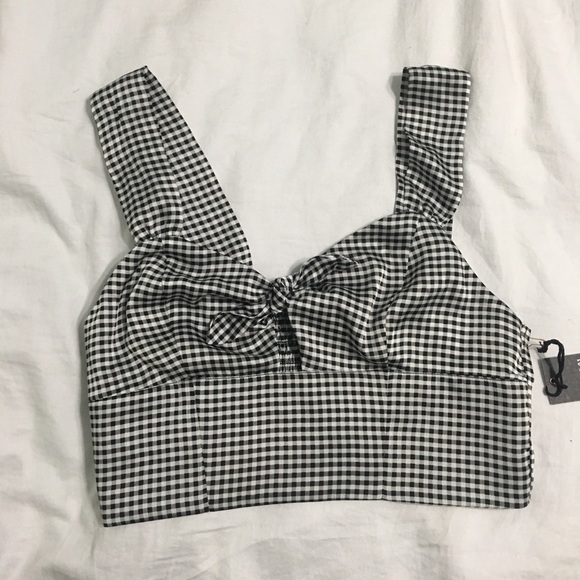 NEW XXI black/White checkered woven crop top - Picture 5 of 8